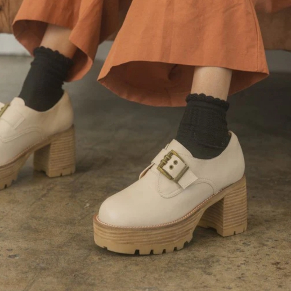 Platform Mary Jane Buckle Loafers